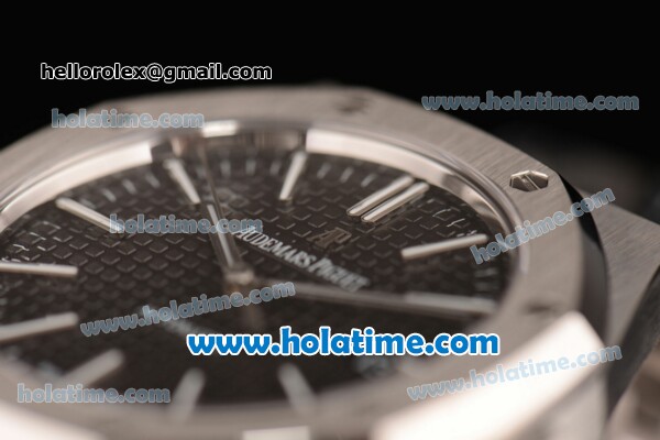 Audemars Piguet Royal Oak Swiss ETA 2824 Automatic Full Steel with Sitck Markers and Black Dial - 1:1 Original Best Version - Click Image to Close